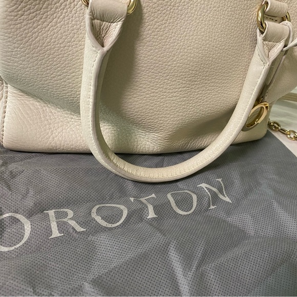 New OROTON White Pebbled Leather Crossbody Medium sized Handbag - Picture 5 of 12